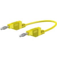 Staubli Quadrant Conns 4 mm Test lead, 15A, 30 V ac, 60 V dc, Yellow, 50cm Lead Length