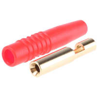 Staubli Red 2 mm Test Socket, 10A, 30 V ac, 60 V dc, Gold Plated