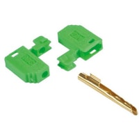 Staubli Green 2 mm Test Plug, 10A, 30 V ac, 60 V dc, Gold, Nickel Plated