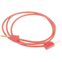 Staubli 2 mm Test lead, 10A, 30 V ac, 60 V dc, Red, 60cm Lead Length