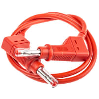 Staubli 4 mm Test lead, 32A, 600V, Red, 50cm Lead Length