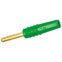 Staubli Green 2 mm Test Plug, 10A, 30 V ac, 60 V dc, Gold Plated