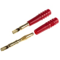 Staubli Red 2 mm Test Plug, 10A, 30 V ac, 60 V dc, Gold Plated