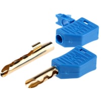 Staubli Blue 4mm Banana Plug, Gold Plated, 30 V ac, 60 V dc, 19A