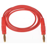 Staubli 4 mm Test lead, 19A, 30 V ac, 60 V dc, Red, 1m Lead Length