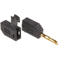 Staubli Black 2 mm Test Plug, 10A, 30 V ac, 60 V dc, Gold, Nickel Plated