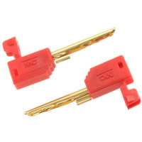 Staubli Red 2 mm Test Plug, 10A, 30 V ac, 60 V dc, Gold, Nickel Plated