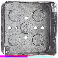 Steel City by ABB Square Box, Steel, 4" Sq X 1.5" D, 1/2"Knockouts, for Conduit