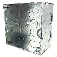 Steel City by ABB Square Box, 4"Sq x 2-1/8"D, 3/4" Knockouts, Pre-Galvanized Steel