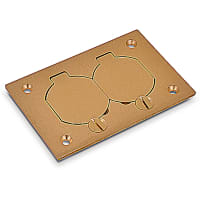 Steel City by ABB Cover Plate for Multi-Gang Floor Boxe, 4-1/2"L x 3"W, Duplex Lift Lids, Brass