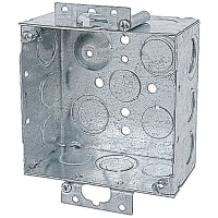 Steel City by ABB Square Box, 4"Sq x 2-1/8"Deep, 1/2"and 3/4"Knockouts, Pre-Galvanized Steel