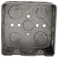 Steel City by ABB Two Gang Outlet Box, 4"Sq x 1.125"D, 1/2"/3/4" Knockouts, GalvSteel