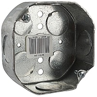 Steel City by ABB Octagon Box, 4"Dia x 1.5"Deep, 3/4" Knockouts, Galv.Steel