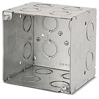 Steel City by ABB Square Box, 4"Sq x 3.5"D, 3/4" Knockouts, GalvSteel