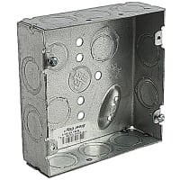 Steel City by ABB Square Box, 4-11/16"Sq x 1.5"D, 1/2&3/4 Knockouts, Galv-Steel, Welded