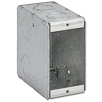 Steel City by ABB Single Gang Masonry Box, 3-3/4"L x 1-7/8"W x 3.5" D, 1/2" Knockouts, GalvSt