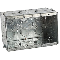 Steel City by ABB Masonry Box, 3-3/4"L x 5-9/16"W x 3-1/2"D, 1/2"and 3/4"Knockouts, Pre-Galv