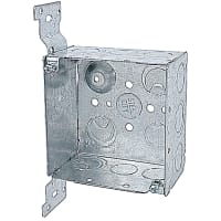 Steel City by ABB Square Box, 4"Sq x 2-1/8"Deep, 1/2"and 3/4"Knockouts, Pre-GalvSteel