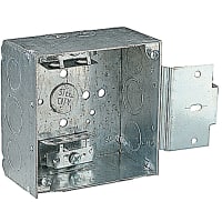 Steel City by ABB Square Box, 4"Sq x 2-1/8"Deep, 1/2"and 3/4"Knockouts, Pre-GalvSteel