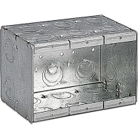 Steel City by ABB Three Gang Masonry Box, 3-3/4"L x 5-1/2"W x 3-1/2"D, 1/2"Knockouts, Galv St