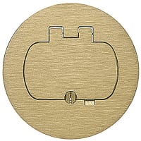 Steel City by ABB SingleDoorCover Round Floor Box, Brass, For use with GFCI and Duplex Devices