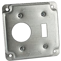 Steel City by ABB Square Box Surface Cover, 4"Sq x 1/2"D, 1-13/32" Diameter Hole, Galvanized S