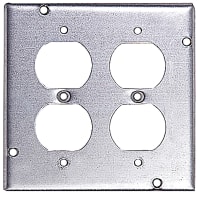 Steel City by ABB Square Box Surface Cover, 4-11/16"Sq x 1/2"D, Galvanized Steel, 2Duplex