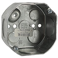 Steel City by ABB Octagon Box, 4"Dia x 2-1/8"D, 1" Knockouts, Pre-Galvanized Steel