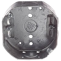 Steel City by ABB Octagon Box, 4"Dia x 1.5"Deep, 1/2" Knockouts, Galv.Steel, w/Non-Metallic Cl