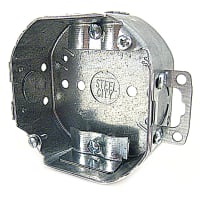 Steel City by ABB Octagon Box, 4"Dia x 1.5"Deep, 1/2" Knockouts, Galv.Steel, w/Non-Metallic Cl