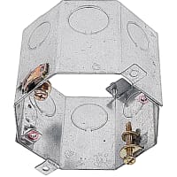 Steel City by ABB Octagon Contract Ceiling Fan Box, 4"Dia x 3"Deep, 1/2"&3/4" Knockouts, Galv