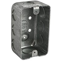 Steel City by ABB Single Gang Utility Box, 4.125"L x 2.5"W x 1-15/16"D, 1/2" Knockout, GalvSt