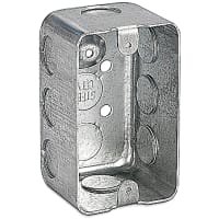 Steel City by ABB Single Gang Utility Box, 4.125"L x 2.5"W x 2-3/16"D, 1/2" Knockout, GalvSte