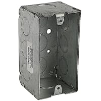 Steel City by ABB Single Gang Device Box, 4"L x 2.125"W x 2 1/8"D, 1/2" Knockout, GalvSteel