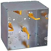 Steel City by ABB Telecommunications Box, 5" Sq x 2-7/8"D, 1" Knockouts, Galv-Steel, w/Posts