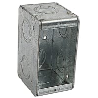 Steel City by ABB Single Gang Masonry Box, 3-3/4"L x 1-7/8"W x 2.5" D, 1/2" Knockouts, GalvSt