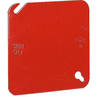 Steel City by ABB Square Fire Alarm Box Cover, 4" Sq, Galv Steel, Red