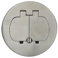 Steel City by ABB Two Door Cover for Round Floor Box, Stainless Steel, For use with Duplex Device