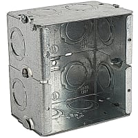 Steel City by ABB Masonry Box, 3-3/4"L x 3-3/4"W x 2-1/2"D, 1/2"and 3/4"Knockouts, Pre-GalvS