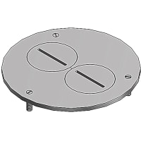 Steel City by ABB CoverPlate Flush Service Floor Boxes, 4" Dia, 2- 1-7/16" Plugs for Duplex, Al