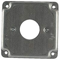 Steel City by ABB Square Box Surface Cover, 4"Sq x 1/2"D, 1-13/32" Dia Hole, Galvanized Steel