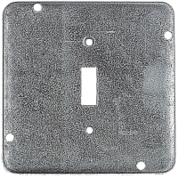 Steel City by ABB Square Box Surface Cover, 4-11/16"Sq x 1/2"D, 15/32" DiaHole, Galvanized Ste