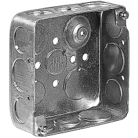 Steel City by ABB Square Box, 4"Sq x 1-1/2"Deep, 1/2"and3/4"Knockouts, Pre-GalvSteel