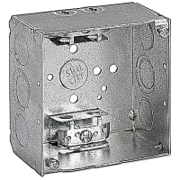 Steel City by ABB Square Box, 4"Sq x 2-1/8"Deep, 1/2" and 3/4" Knockouts, Pre-GalvSteel