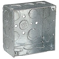 Steel City by ABB Square Box, 4"Sq x 2-1/8"Deep, 1/2"and 3/4" Knockouts, GalvSteel