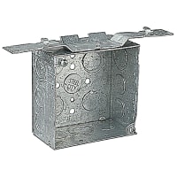 Steel City by ABB Square Box, 4"Sq x 2-1/8"Deep, 1/2" and 3/4" Knockouts, Pre-GalvSteel