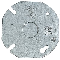 Steel City by ABB Round Steel Box Cover, 3.5", 1/2" Knockouts, Steel