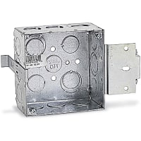 Steel City by ABB Square Box, 4" Sq x 2-1/8" Deep, 1/2" and 3/4" Knockouts, Galvanized Steel