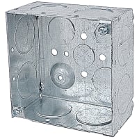 Steel City by ABB Square Box, 4"Sq x 2-1/8" Deep, 1" Knockouts, Pre-Galvanized Steel