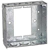 Steel City by ABB Square Box Extension Ring, 4"Sq x 1-1/2"D, 1/2" 3/4" Knockouts, Pre-Galv.St